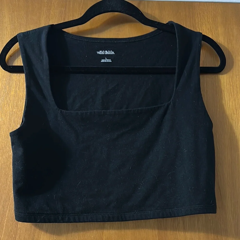 Wild Fable Black Sleeveless Fitted Crop Tank - Picture 1 of 4